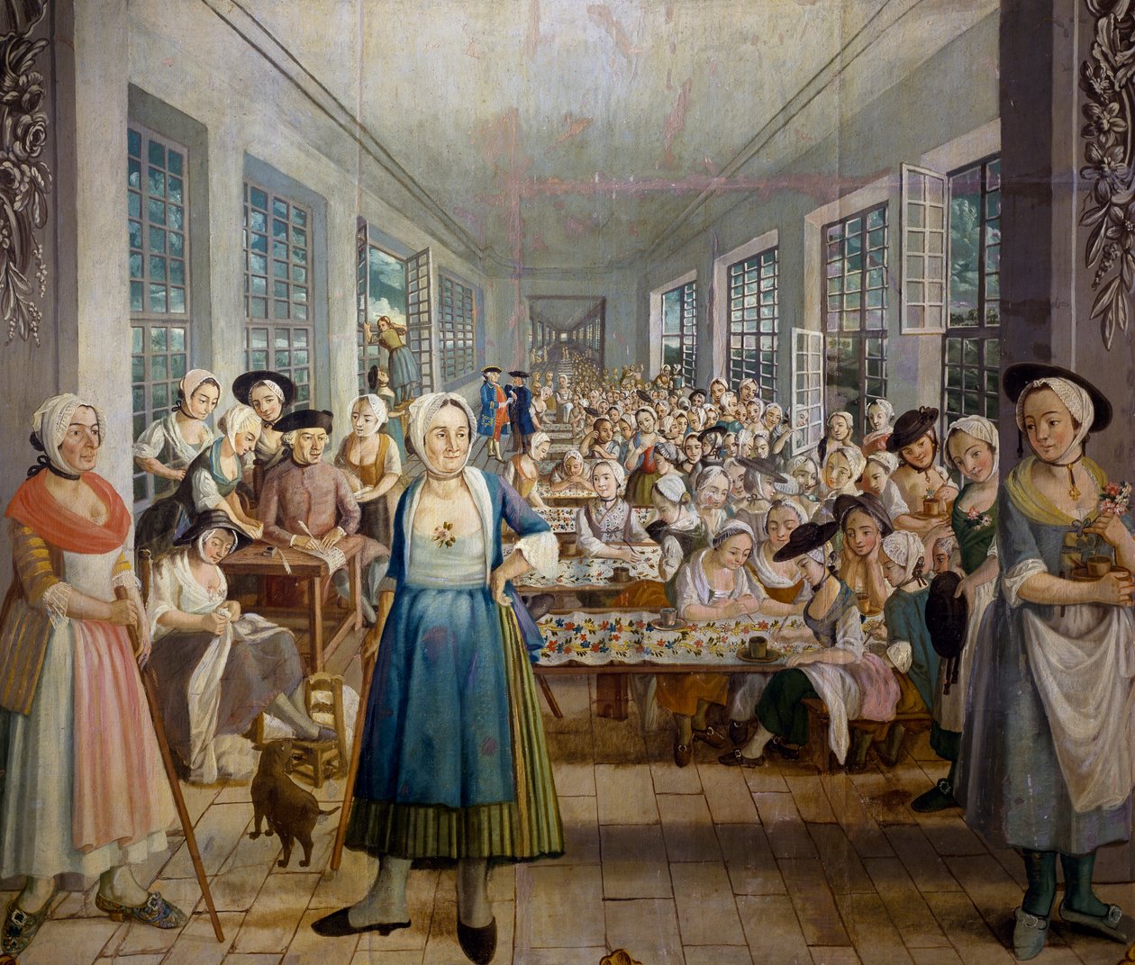 Wetter Brothersin tekstiilitehdas Orangessa, Provencessa vuonna 1764, kangaspainatusosasto, kirjoittanut Joseph Maria Gabriel Rossetti, Ranska tekijältä Joseph Gabriel Rossetti