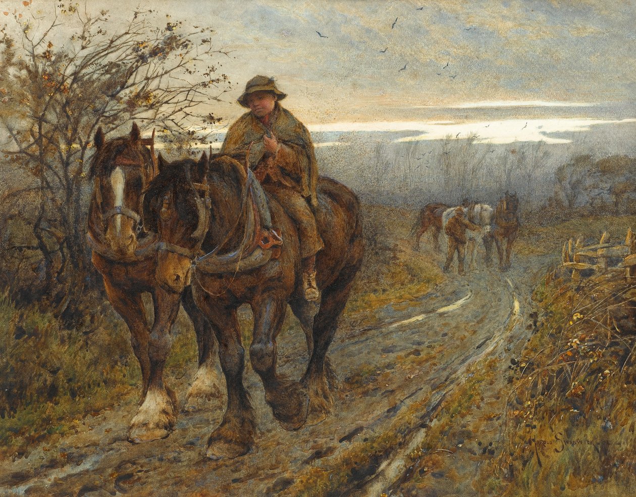 Weary Beasts Returning frae the Plough, 1894 (wc paperilla) tekijältä Joseph Harold Swanwick