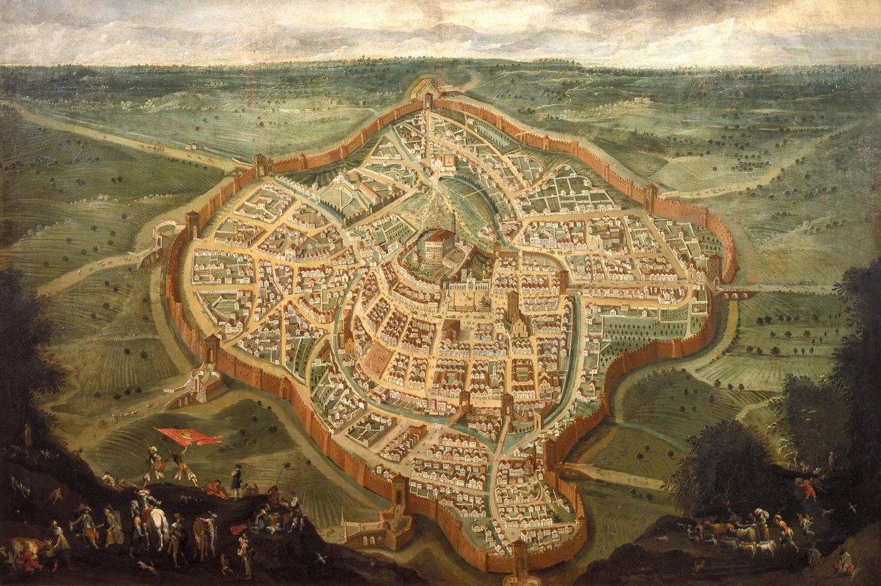 Udinen kaupungin kartta, 1600-luvun puoliväli, 1600-luvun puoliväli. tekijältä Joseph Heintz the Younger