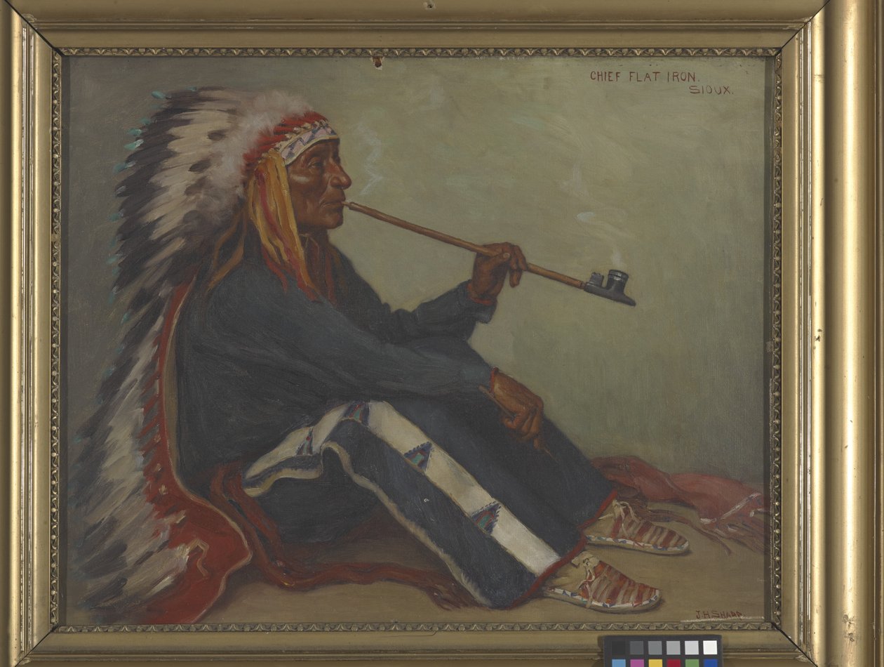 Päällikkö Flat Iron, Sioux (öljy kankaalle) tekijältä Joseph Henry Sharp