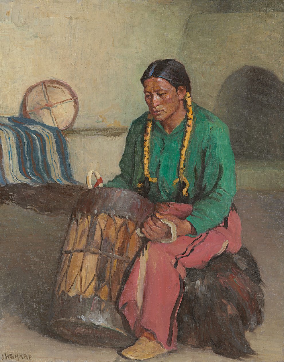 Taosin seremoniarumpu (öljy kankaalle) tekijältä Joseph Henry Sharp