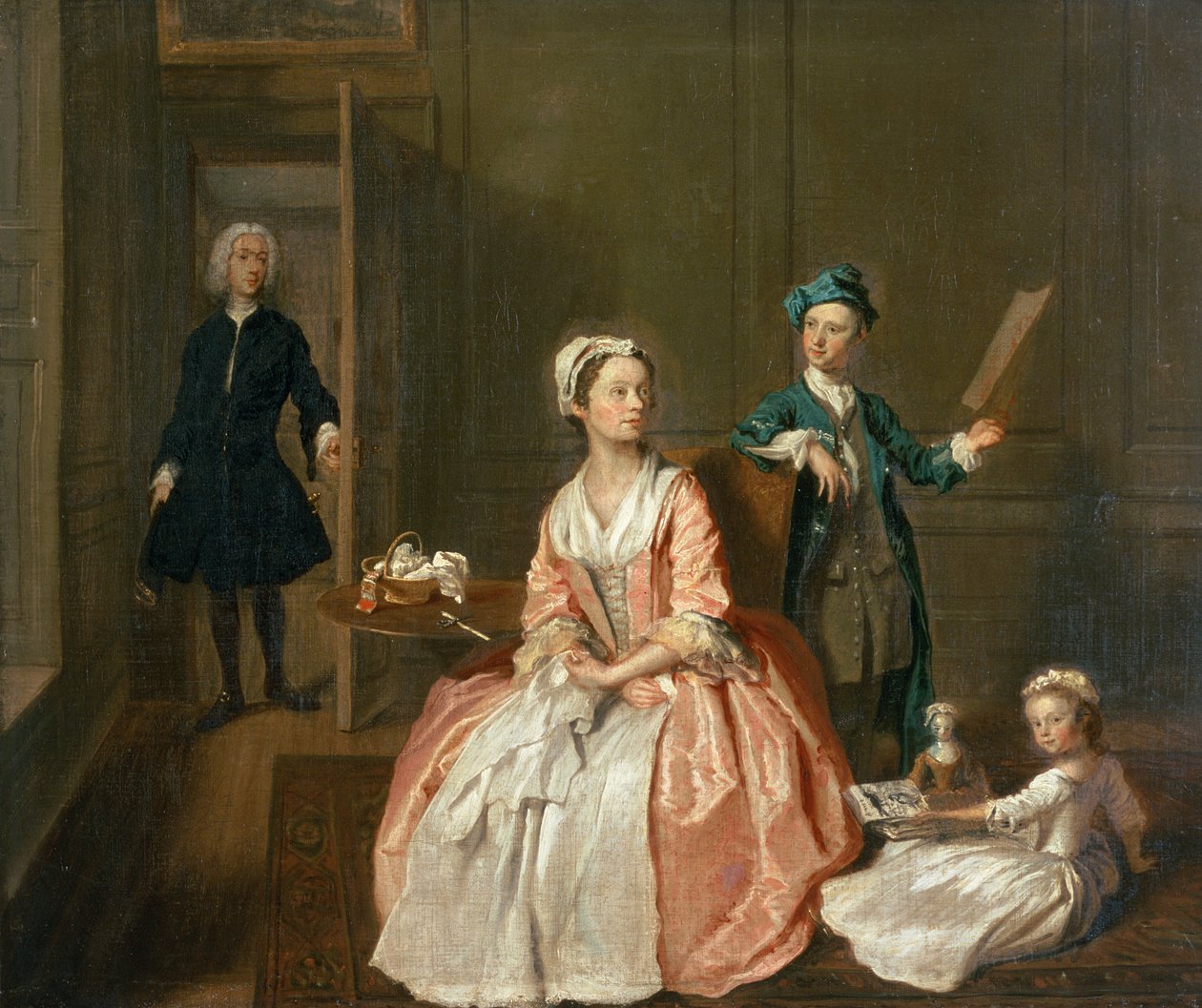 Keskustelupala, luultavasti taiteilijan perheestä, n. 1732-5 tekijältä Joseph Highmore