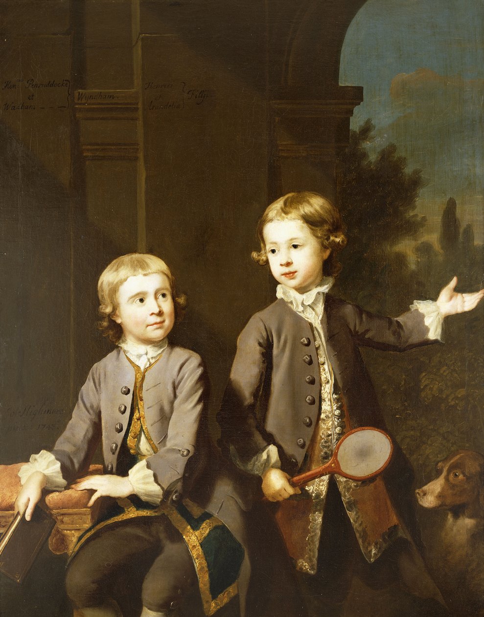 Henry Penruddocke Wyndhamin ja hänen veljensä Wandhamin kaksoismuotokuva, kolme neljäsosaa, 1743 tekijältä Joseph Highmore