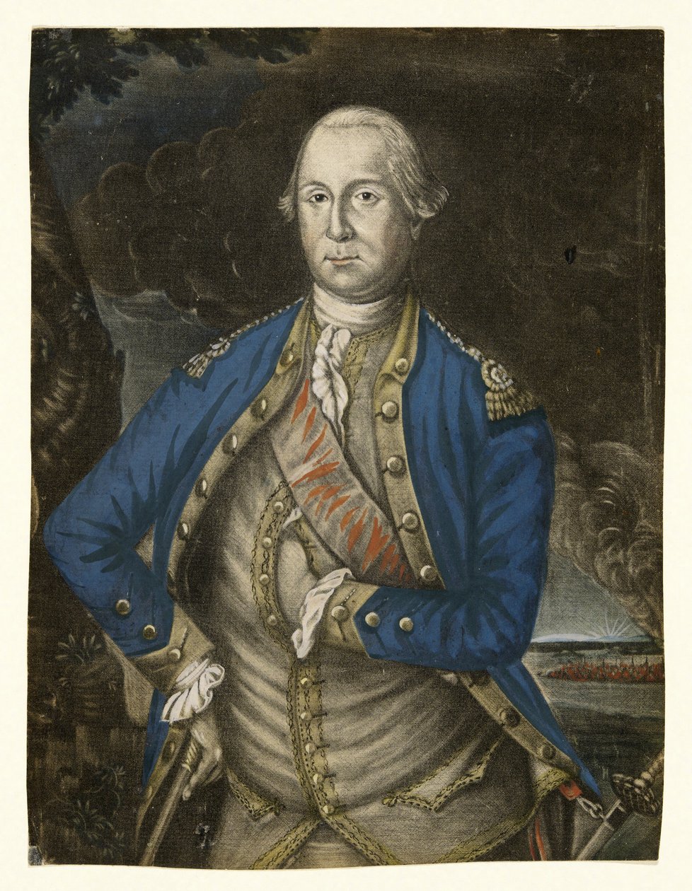 Hänen ylhäisyytensä George Washington Esquire, pubi. 1776 (käsinvärinen kaiverrus) tekijältä Joseph Hiller