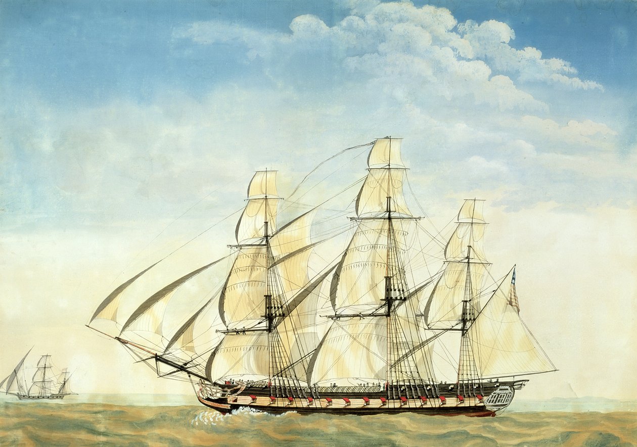 Fregatti USS Essex (vesiväri paperille) tekijältä Joseph Howard
