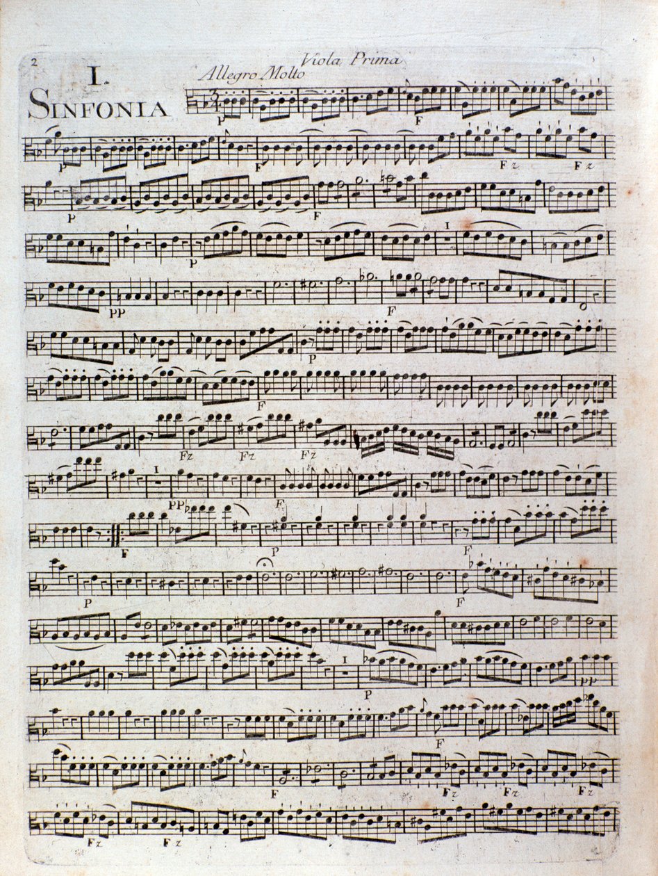 Pleyelin Sinfonia in ut-duuri nuottisivu tekijältä Joseph Ignace Pleyel