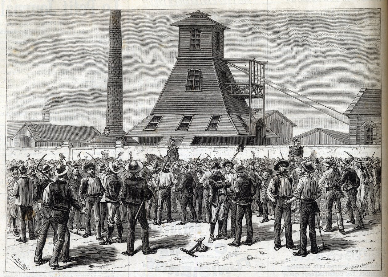 Lakko Anzinin kaivoksille (Pas-de-Calais) vuonna 1884 - Greves aux mines d