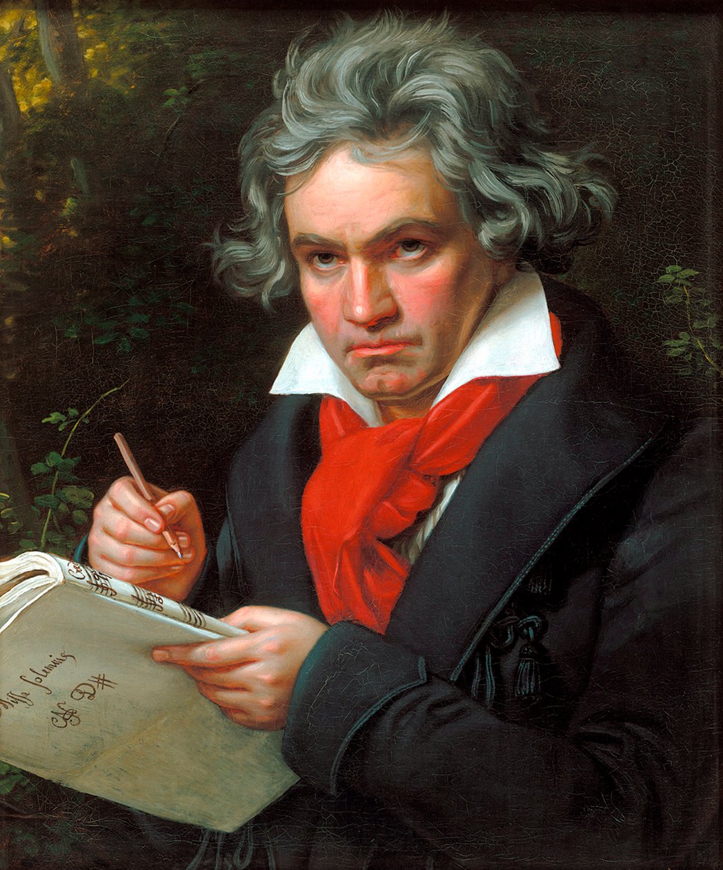 Ludwig van Beethovenin muotokuva säveltäessään juhlamessua, 1820. tekijältä Joseph Carl Stieler