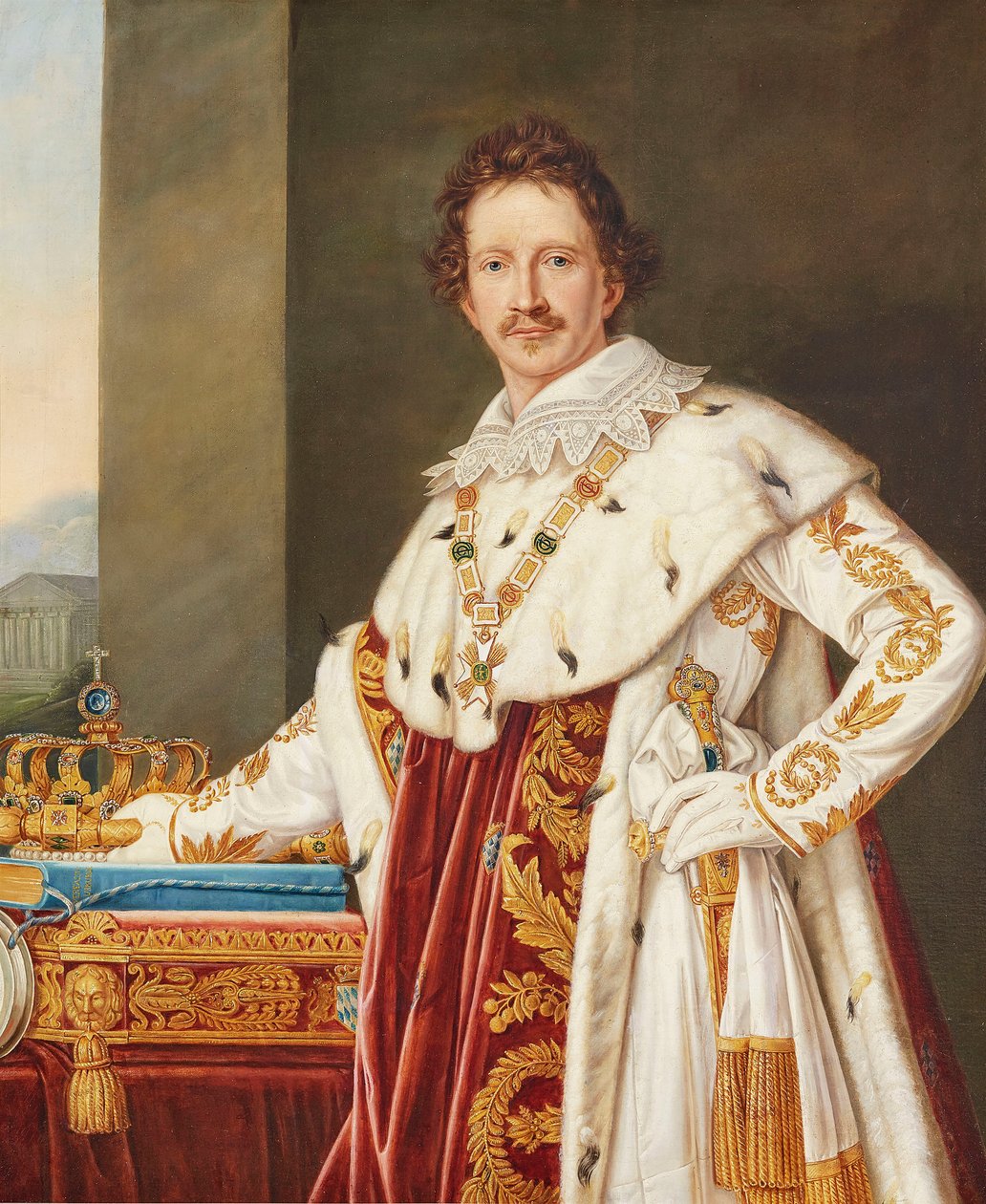 Baijerilaisen Ludwig I:n muotokuva 1786-1868 voiteluvaatteessa. tekijältä Joseph Carl Stieler