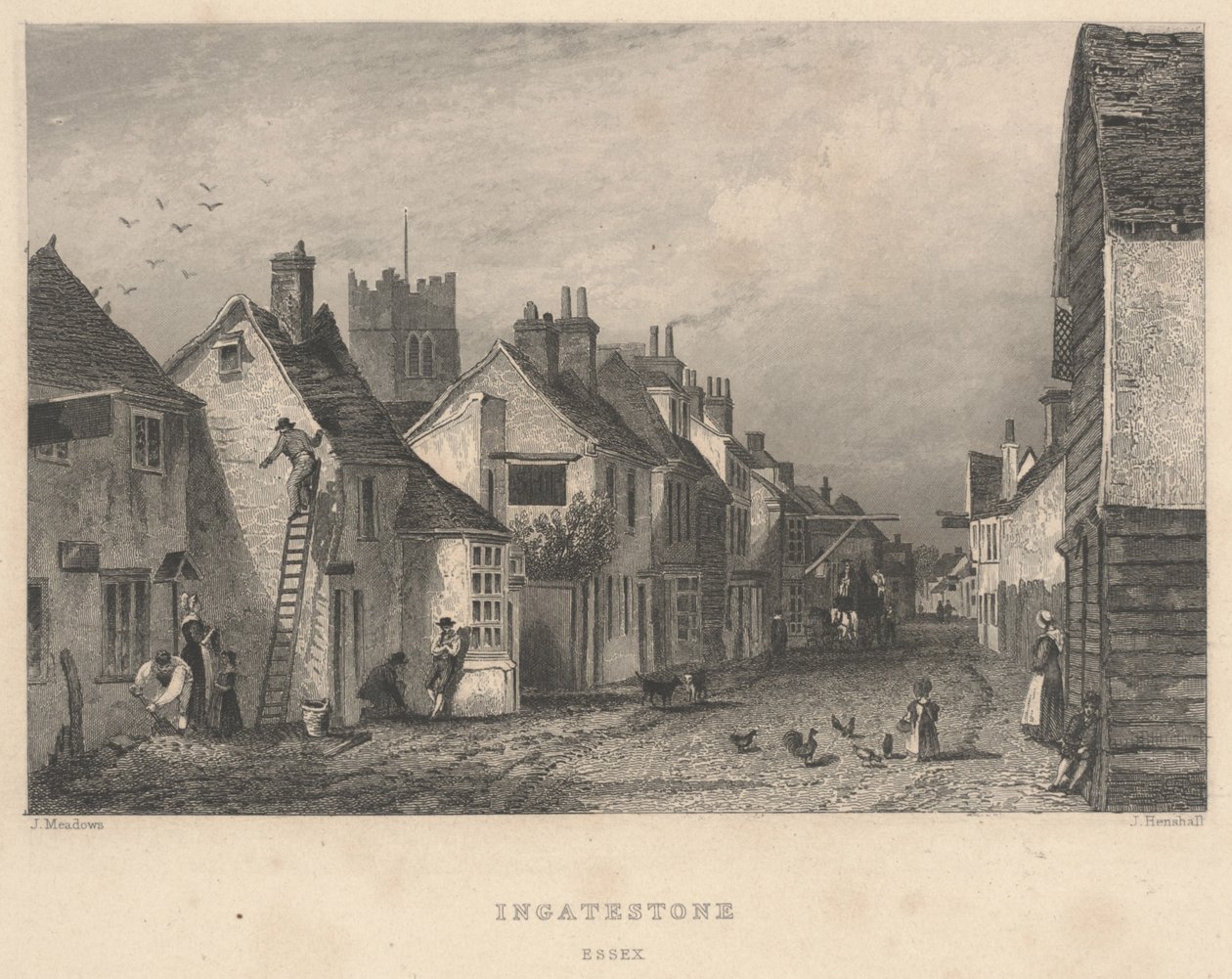 Ingatestone, Essex, printti John Henry Henshall tekijältä Joseph Kenny (after) Meadows