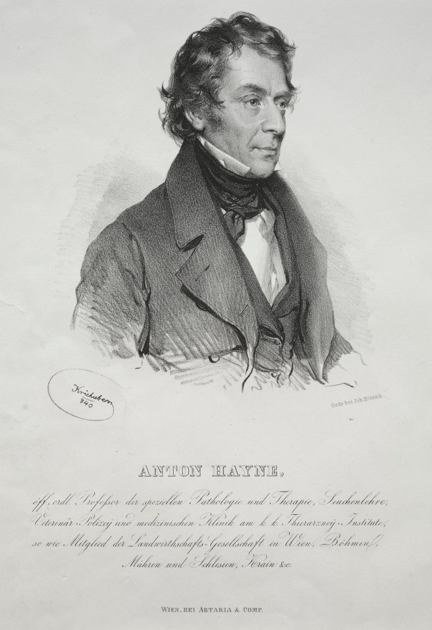 Tohtori Anton Haynen muotokuva, 1840. tekijältä Joseph Kriehuber