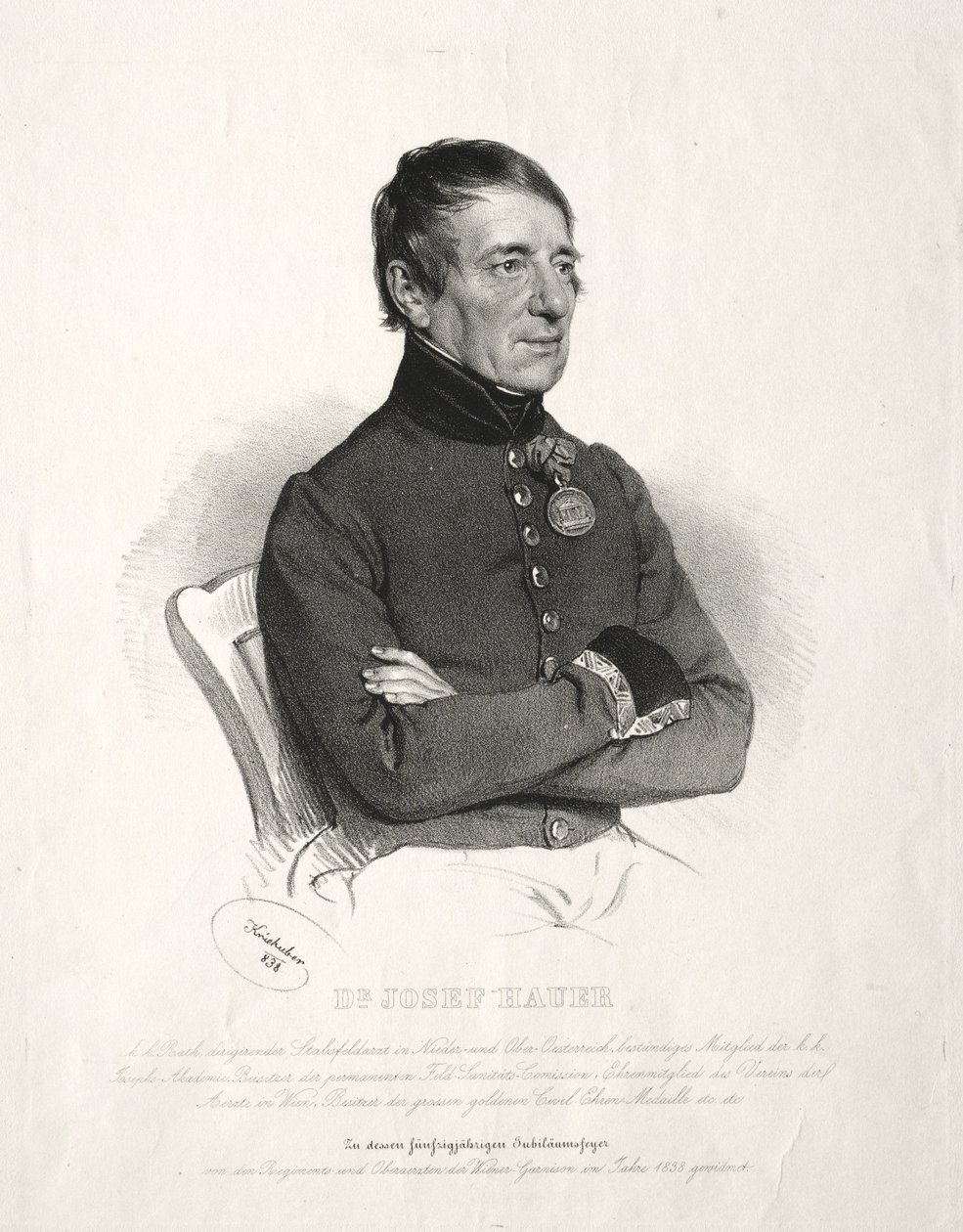 Muotokuva Dr. Jospeh Hauer. tekijältä Joseph Kriehuber