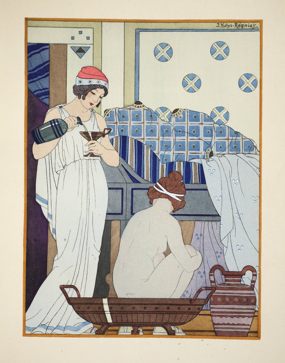 Kylpyistuin, kuvitus teoksesta "The Works of Hippocrates", 1934 tekijältä Joseph Kuhn Regnier
