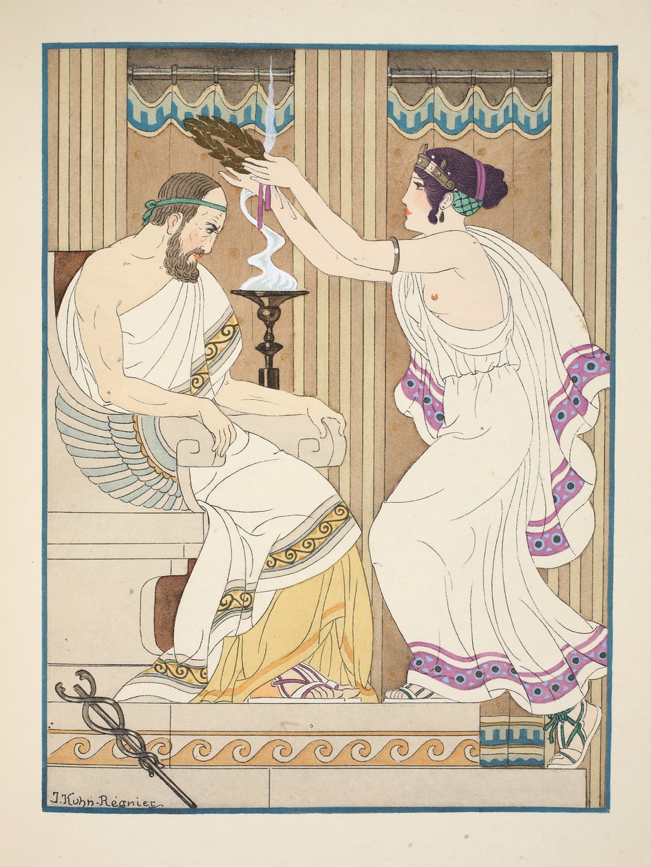 Kultainen kruunu, kuvitus teoksesta "Hippokrateen teokset", 1934 tekijältä Joseph Kuhn Regnier