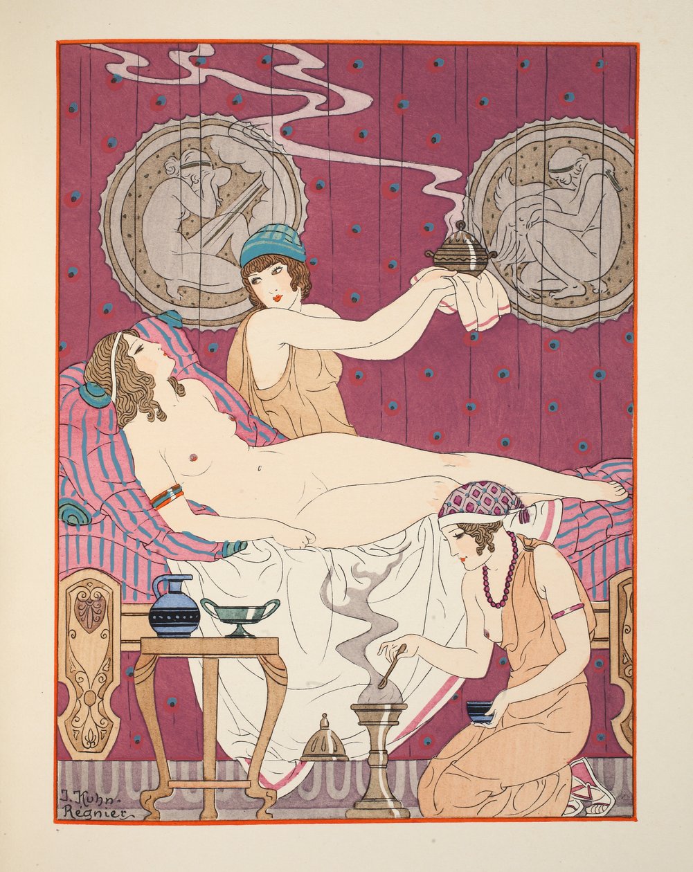 Aromaattiset kaasutukset, kuvitus teoksesta "Hippokrateen teokset", 1934 tekijältä Joseph Kuhn Regnier