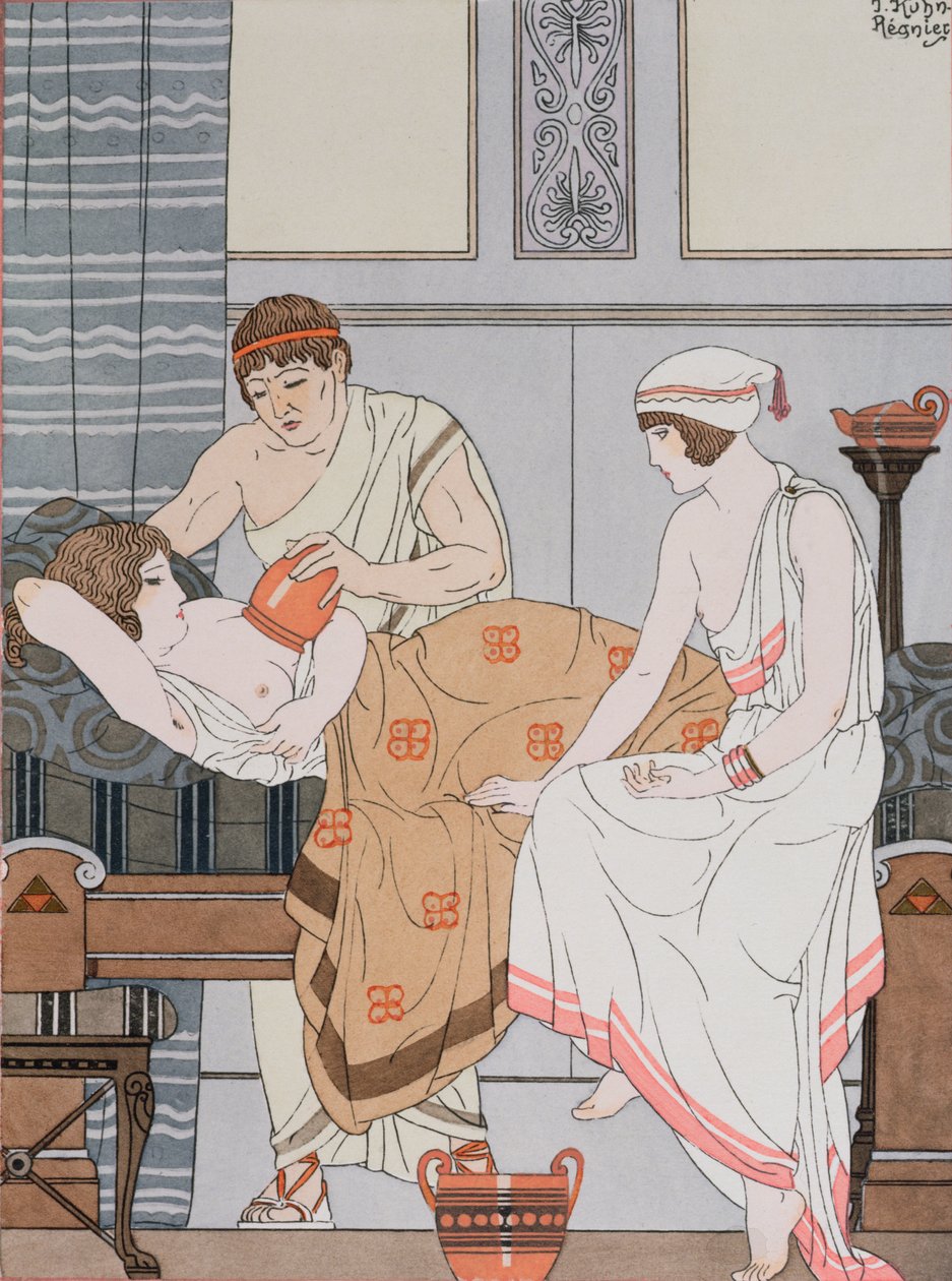 Kuppaus, kuvitus teoksesta "Hippokrateen täydelliset teokset", 1932 tekijältä Joseph Kuhn Regnier