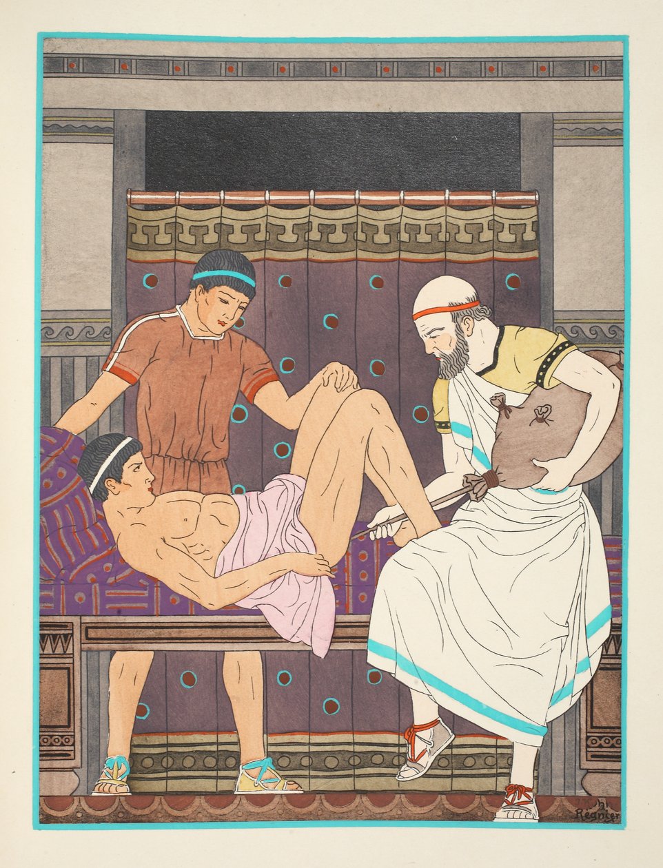 Peräruiske, kuvitus teoksesta "Hippokrateen teokset", 1934 tekijältä Joseph Kuhn Regnier
