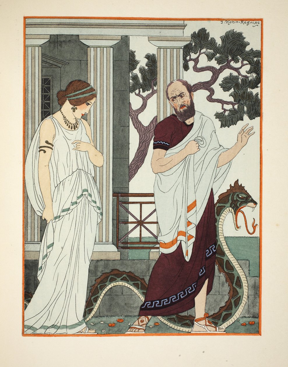 Käännyin ja näin kauniin naisen, kuvituksen "Hippokrateen teoksista", 1934 tekijältä Joseph Kuhn Regnier