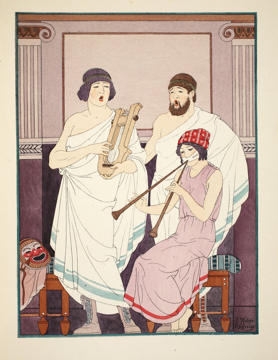 Musiikin ääni, kuvitus teoksesta "The Works of Hippocrates", 1934 tekijältä Joseph Kuhn Regnier