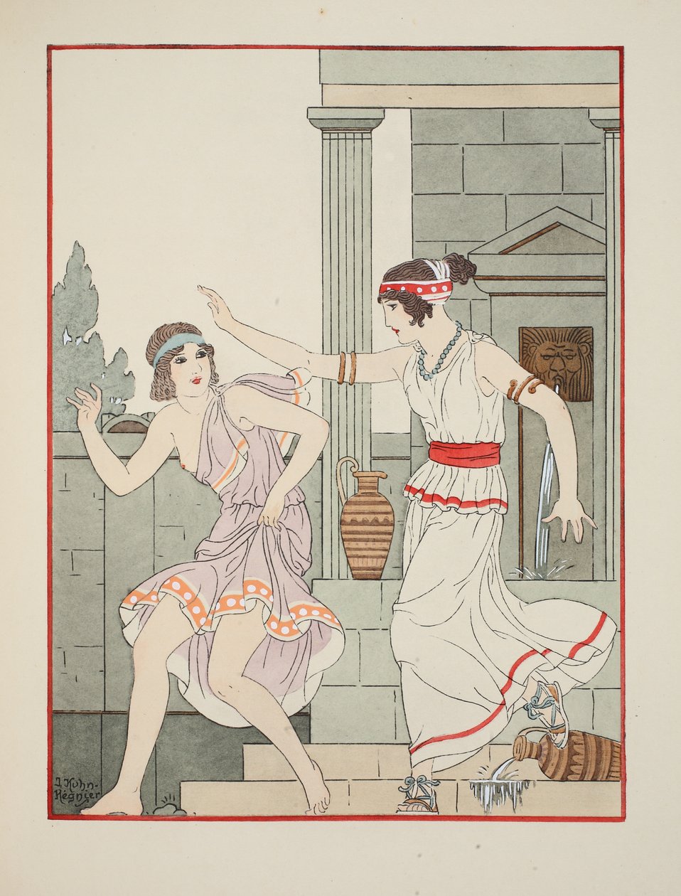 Käden lyöminen litteällä, kuvitus teoksesta "Hippokrateen teokset", 1934 tekijältä Joseph Kuhn Regnier