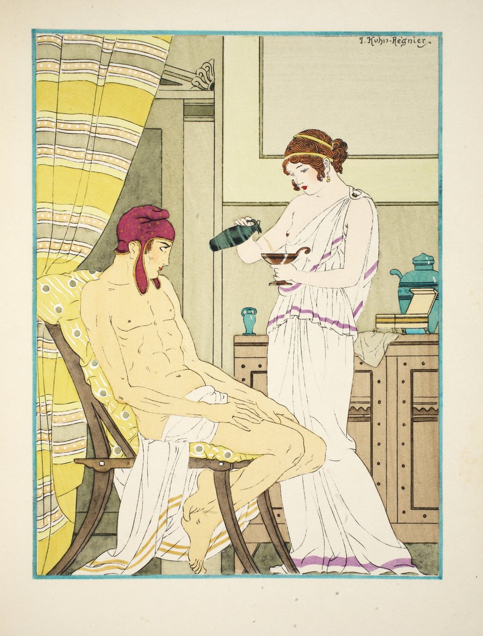 Runko muuttuu keltaiseksi kuin granaattiomenan kuori, kuvitus teoksesta "Hippokrateen teokset", 1934 tekijältä Joseph Kuhn Regnier