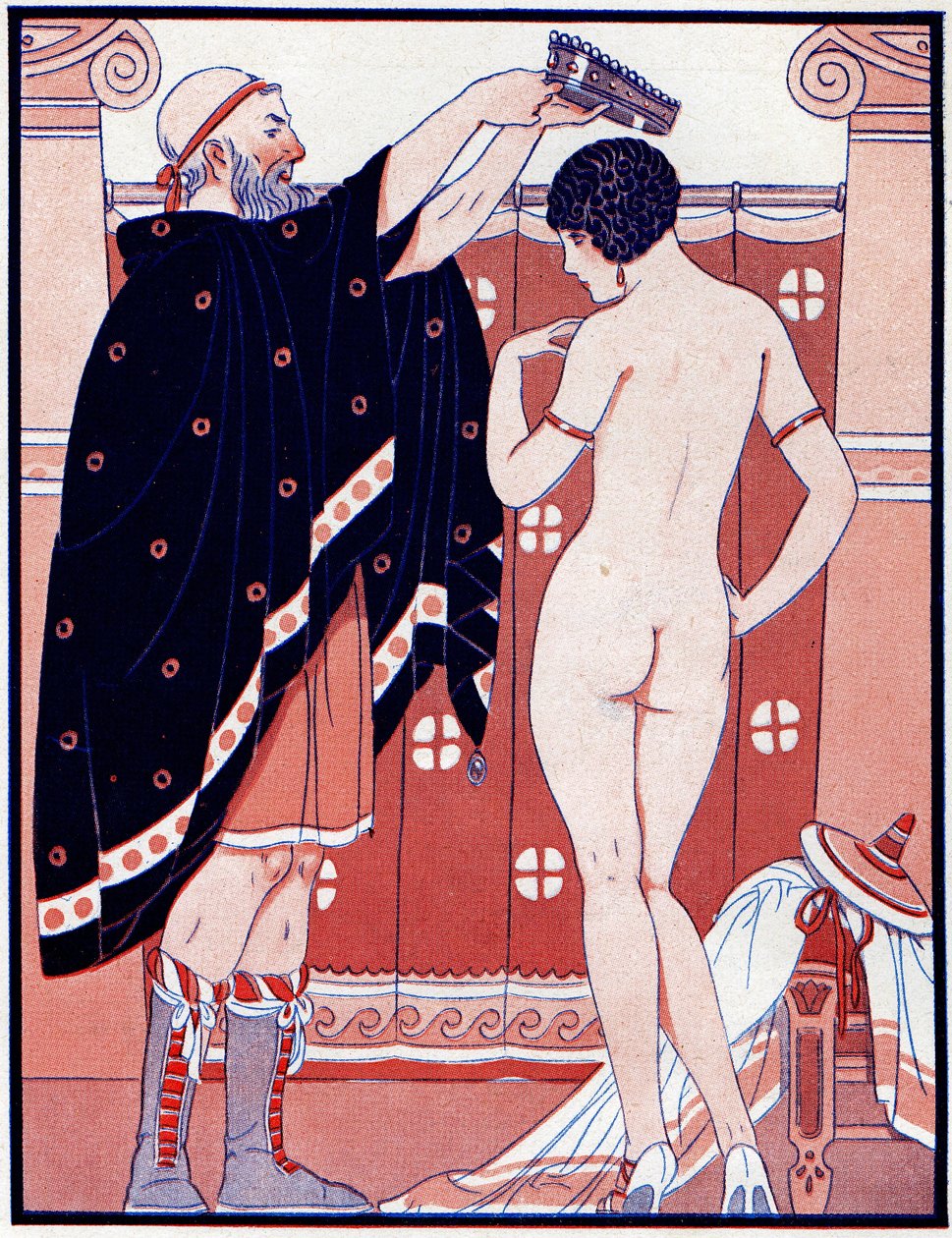Kolme naisellista palkintoa - kauneuspalkinto - kuvitus la Vie Parisiennesta, 1929 tekijältä Joseph Kuhn Regnier