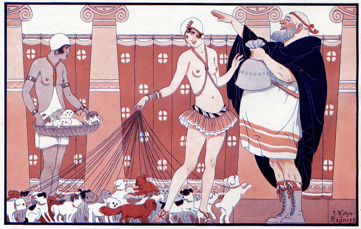 Three Prix Féminins - Pienen vanhan isoäidin palkinto suuresta perheestä - kuvitus la Vie Parisiennesta 1919 tekijältä Joseph Kuhn Regnier