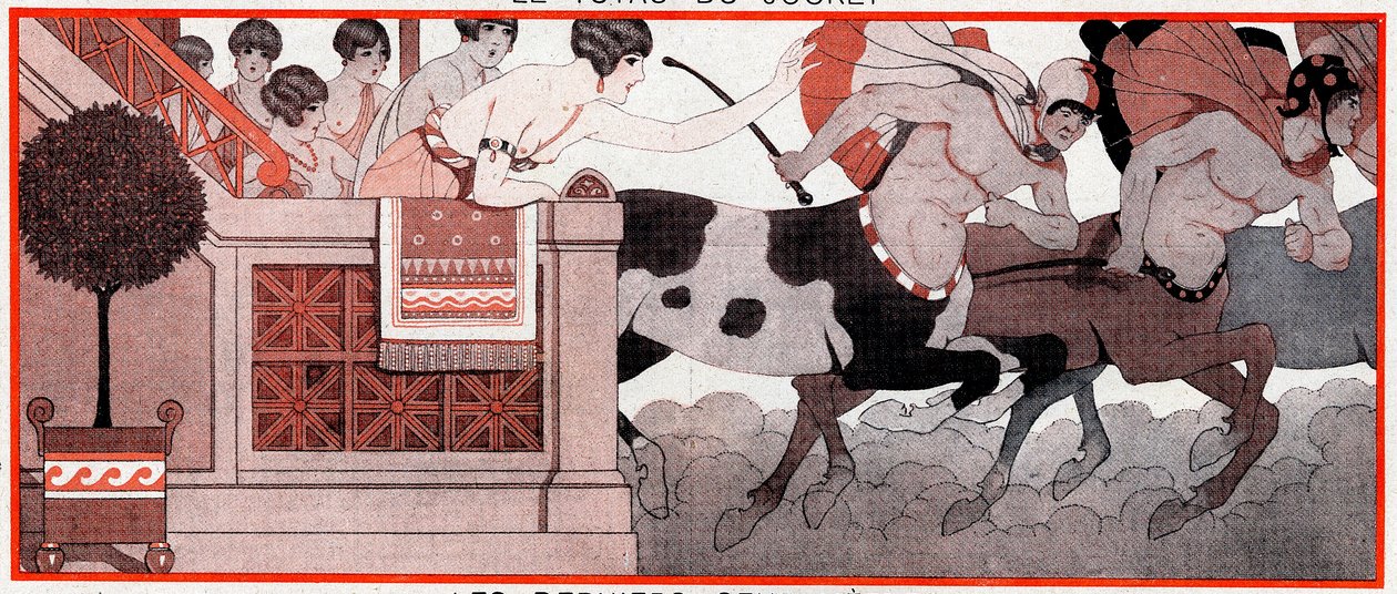 Mikä oli olympiakaudella Le Prix de Diane - Viimeiset sata metriä - kuvitus la Vie Parisiennesta, 1927 tekijältä Joseph Kuhn Regnier