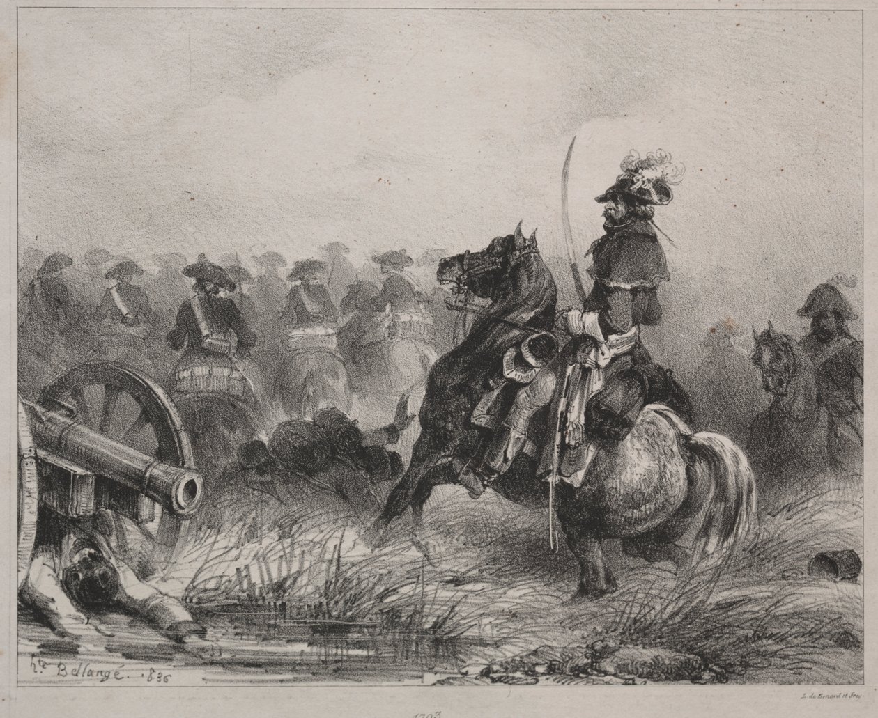 Ratsuväen kohtaus tekijältä Joseph Louis Hippolyte Bellange
