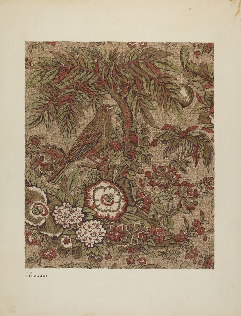 Painettu puuvillakangas, n. 1940. tekijältä Joseph Lubrano