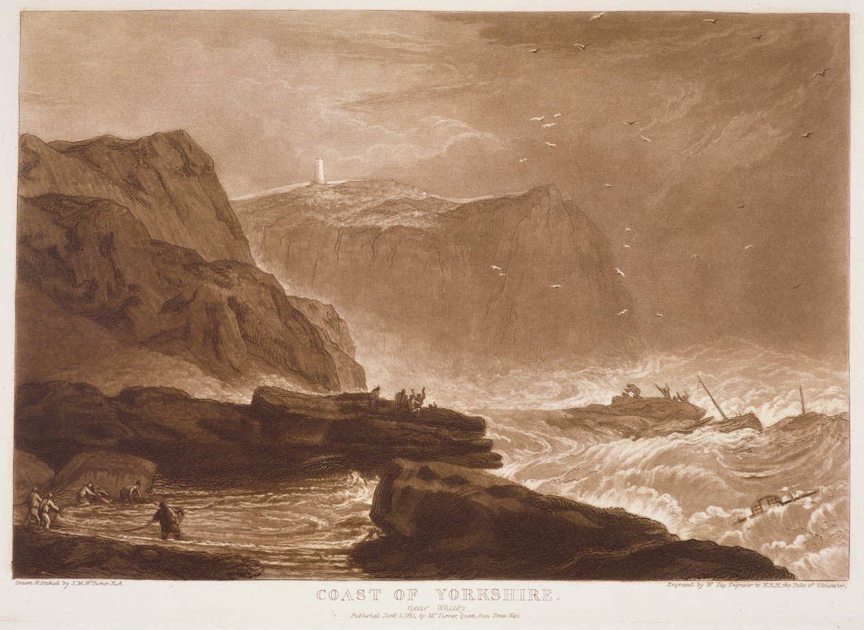 F.24.I Yorkshiren rannikko, "Liber Studiorumista", kaiverrus William Say tekijältä Joseph Mallord William (after) Turner
