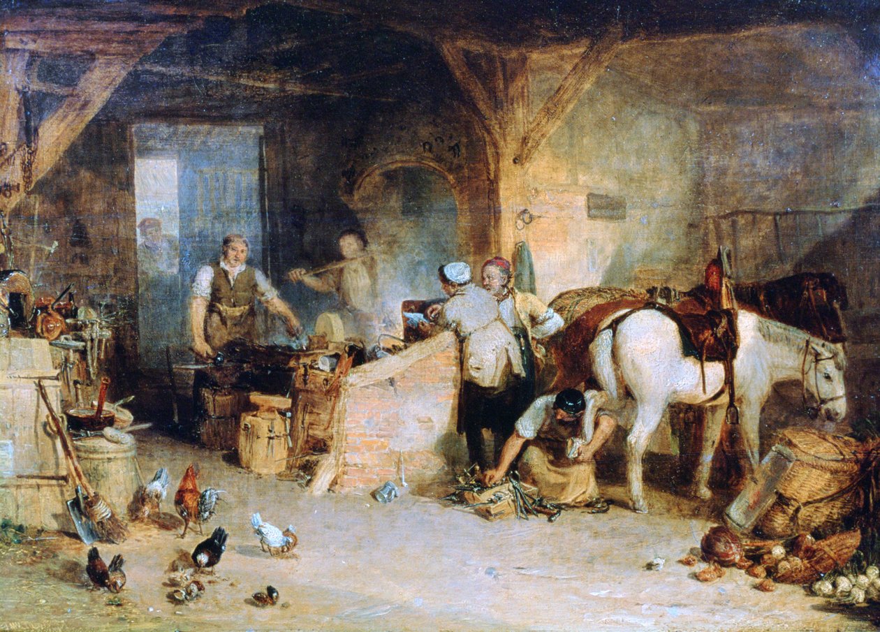 Maaseppä kiistelee raudan hinnasta..., c1807. tekijältä Joseph Mallord William Turner