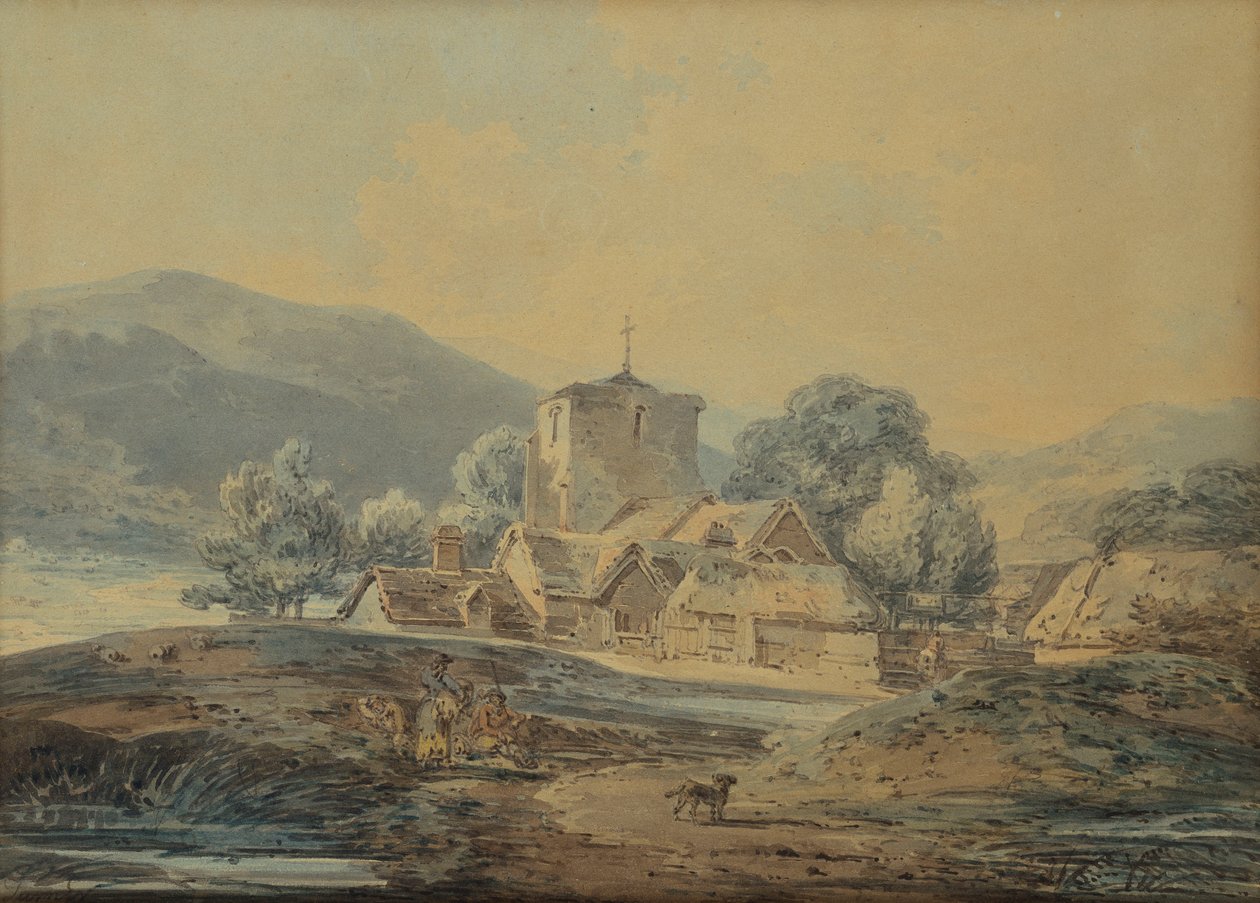 A Country Village Church, noin 1794 tekijältä Joseph Mallord William Turner