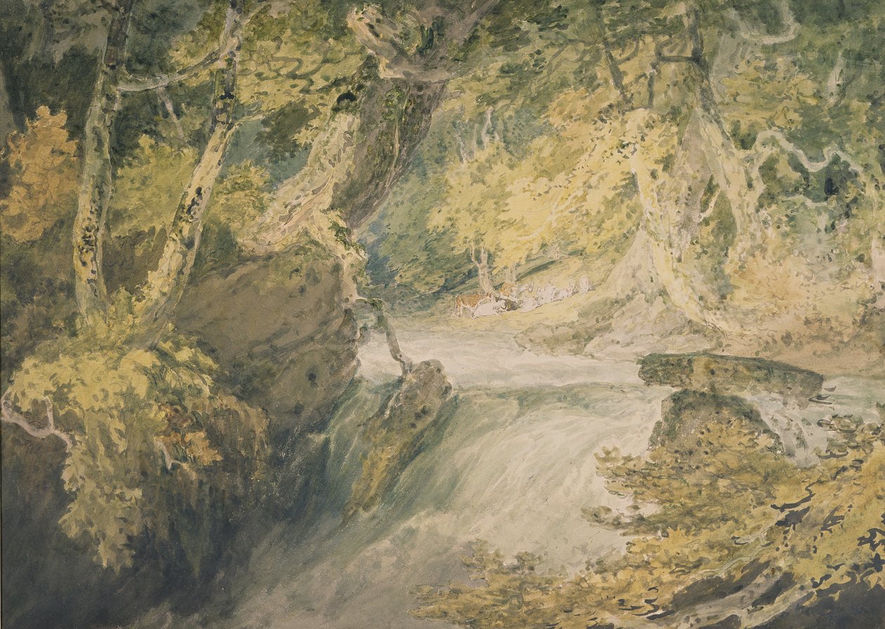 A River in Spate, n. 1796 (akvarelli paperille) tekijältä Joseph Mallord William Turner