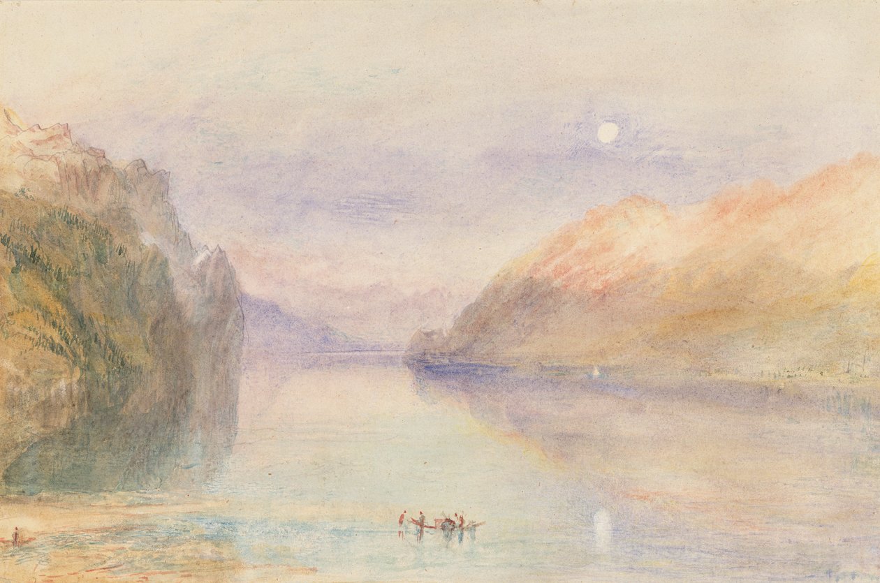 Sveitsin järvi, n. 1841 (akvarelli paperille) tekijältä Joseph Mallord William Turner