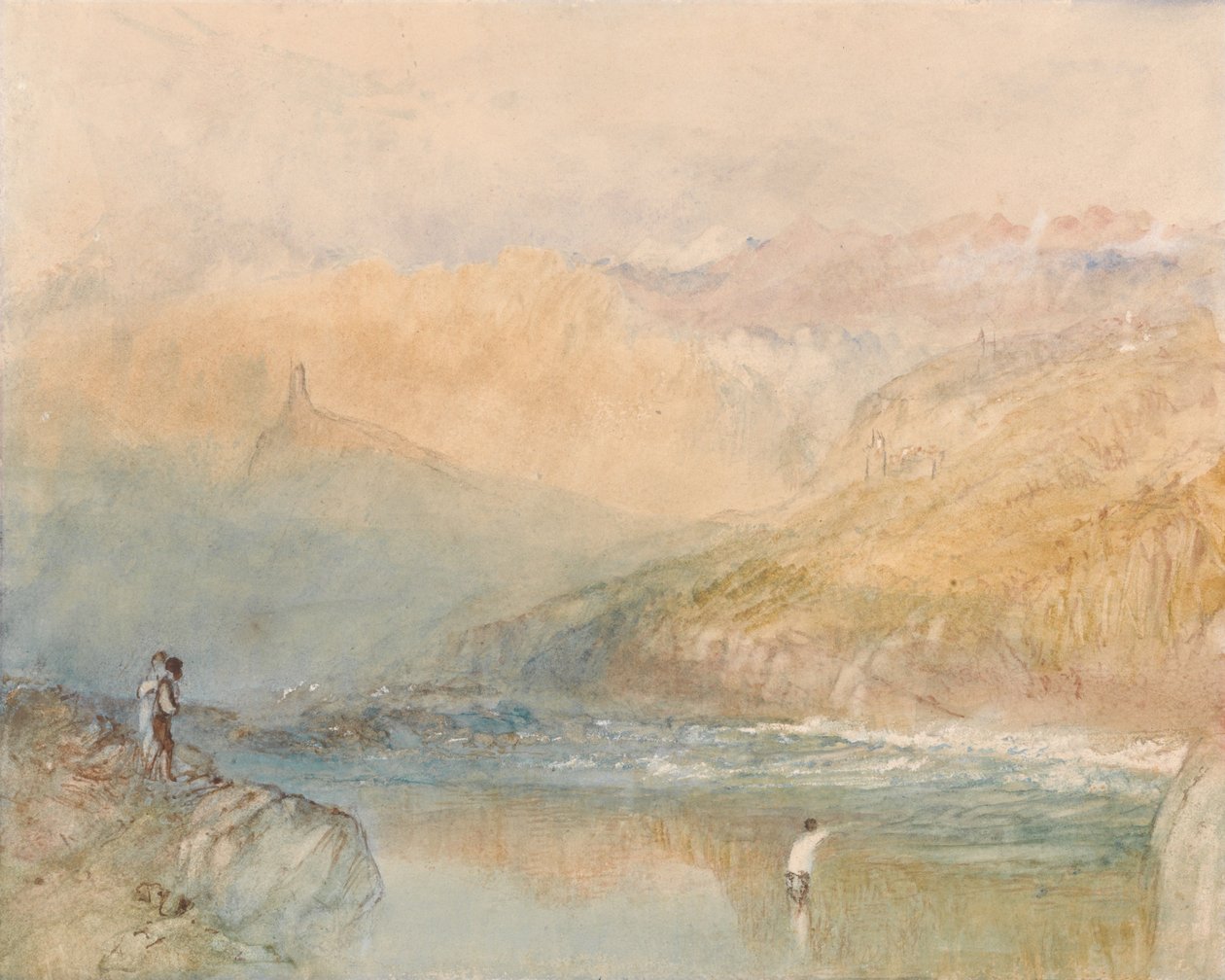 Maisema Sveitsissä, luultavasti Domleschgin laaksossa tekijältä Joseph Mallord William Turner