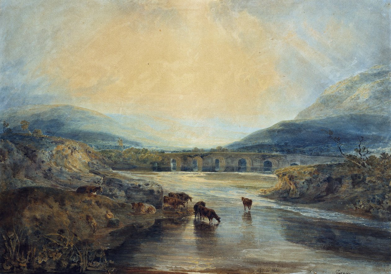 Abergavenny Bridge, Monmouthshire: raivaus sateisen päivän jälkeen tekijältä Joseph Mallord William Turner
