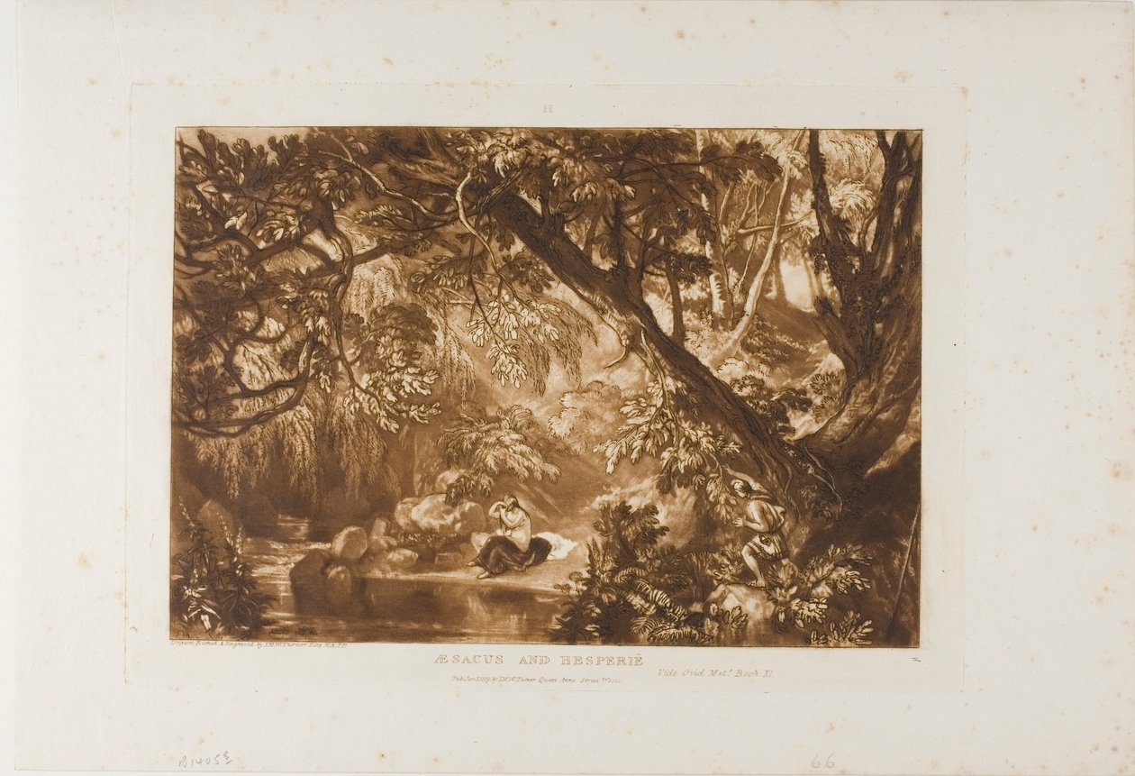 Aesacus ja Hesperia, levy 66 Book of Studiesista tekijältä Joseph Mallord William Turner