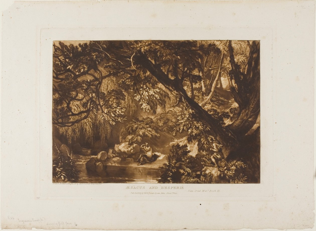 Aesacus ja Hesperia, levy 66 Book of Studiesista tekijältä Joseph Mallord William Turner