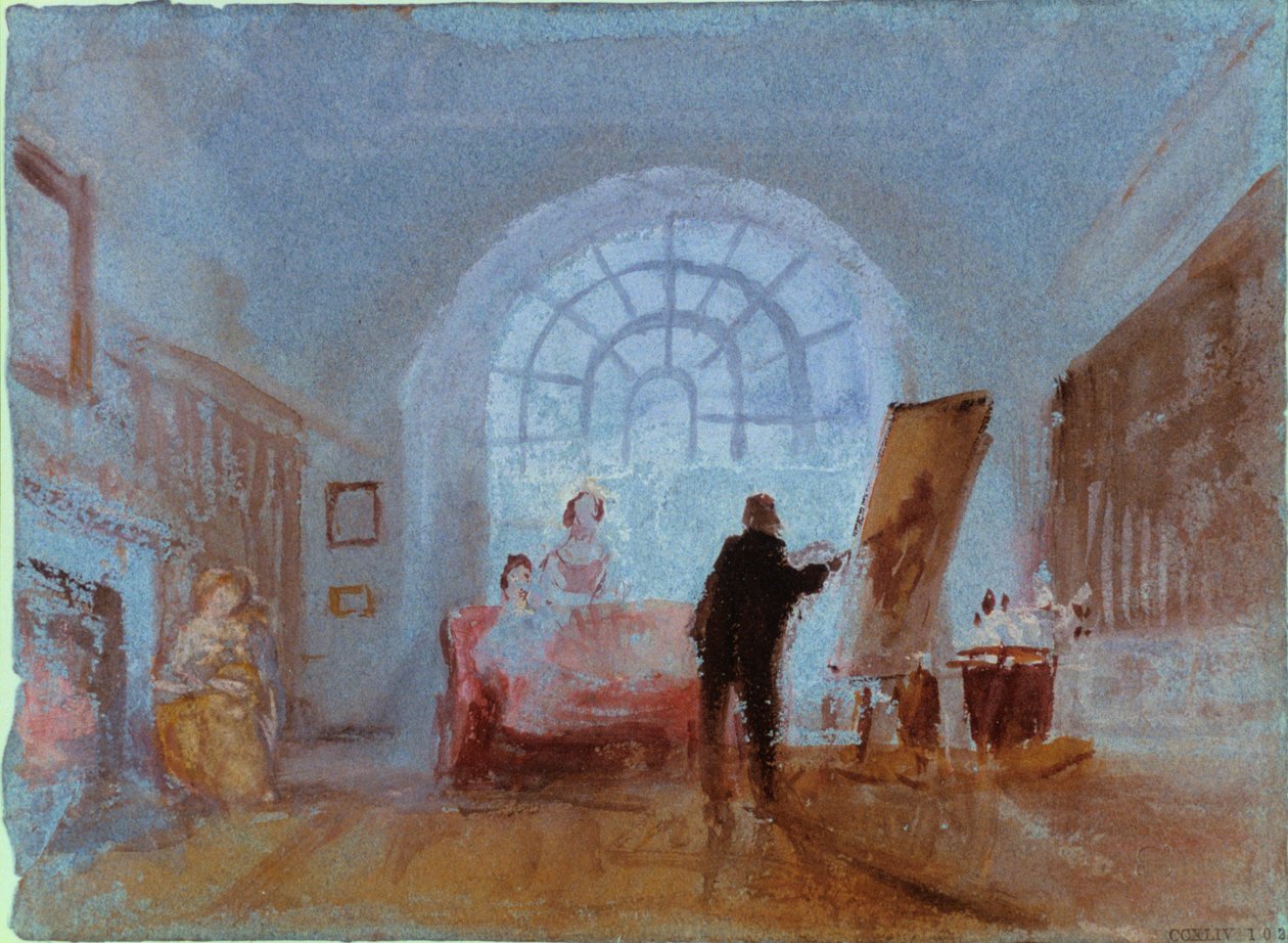 Taiteilija, joka työskentelee maalaustelineessä, 1828 tekijältä Joseph Mallord William Turner