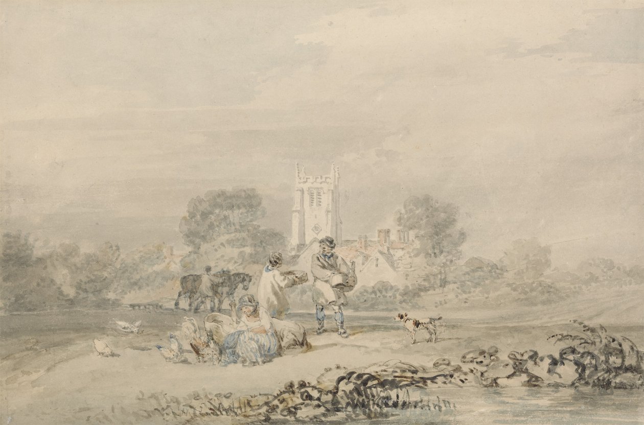 Viljan syyskylvö, n. 1794 (akvarelli grafiitin päällä paperille) tekijältä Joseph Mallord William Turner