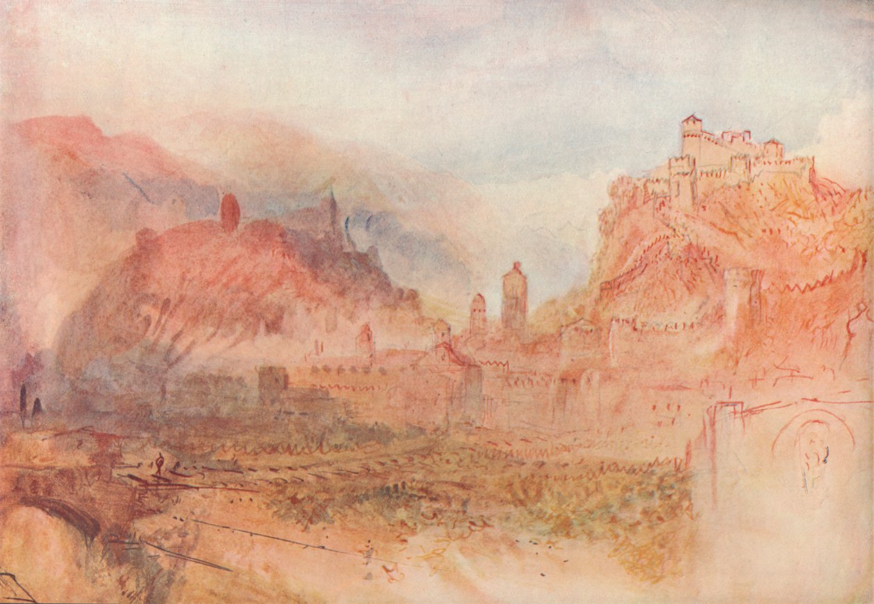 Bellinzona: Etelästä, 1909 tekijältä Joseph Mallord William Turner