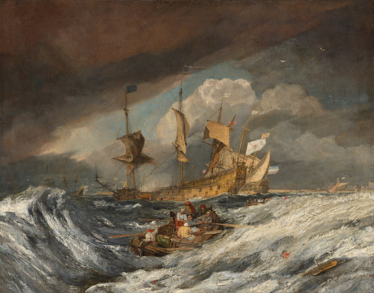 Veneitä ankkuroimassa hollantilaisille sotamiehille tekijältä Joseph Mallord William Turner