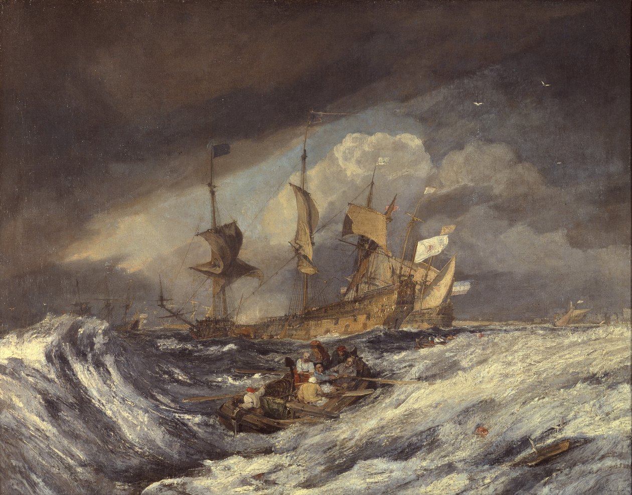 Veneitä ankkuroimassa hollantilaisille sotamiehille, n. 1804 tekijältä Joseph Mallord William Turner