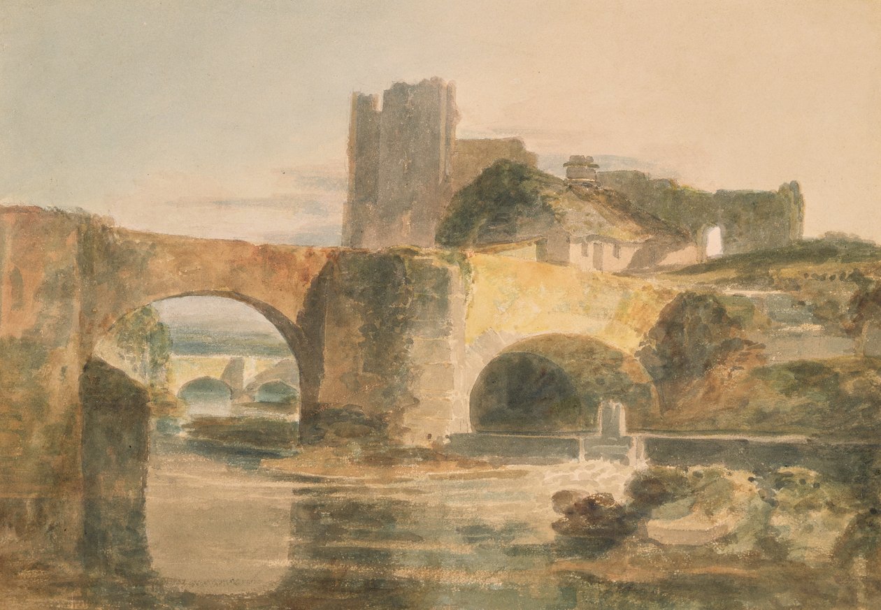 Breconin silta ja linna, n. 1795 (akvarelli paperille) tekijältä Joseph Mallord William Turner