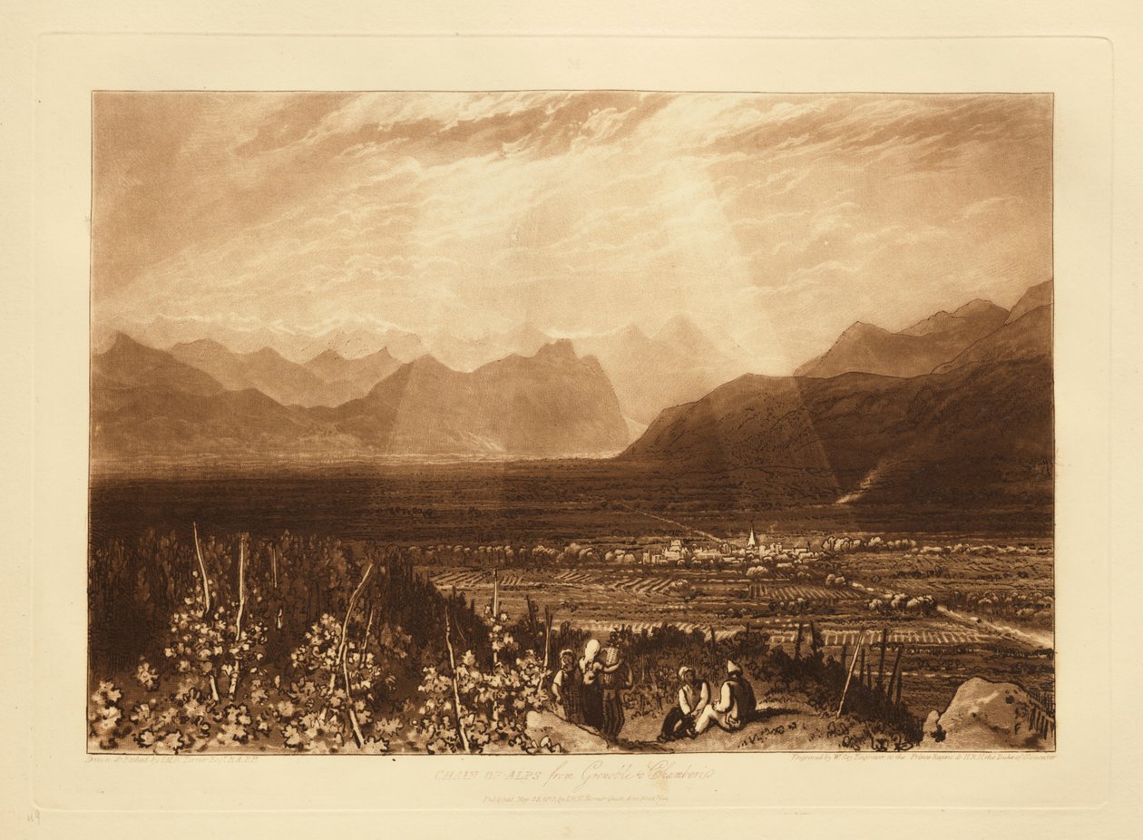 Alppien vuorijono Grenoblesta Chambéryyn tekijältä Joseph Mallord William Turner