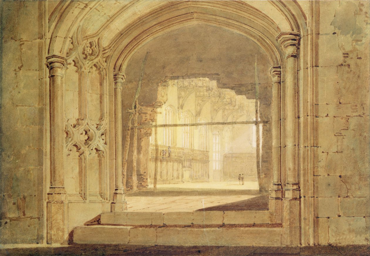 Christchurch Hall, Oxford, n. 1800 (akvarelli paperille) tekijältä Joseph Mallord William Turner