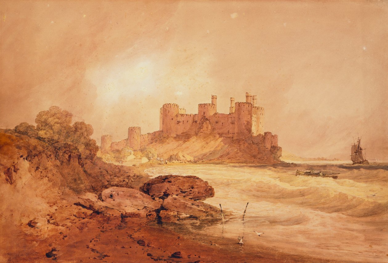Conwayn linna, Pohjois-Wales, noin 1800 tekijältä Joseph Mallord William Turner