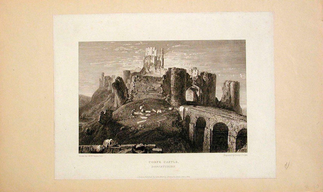 Corfen linna, Dorsetshire tekijältä Joseph Mallord William Turner