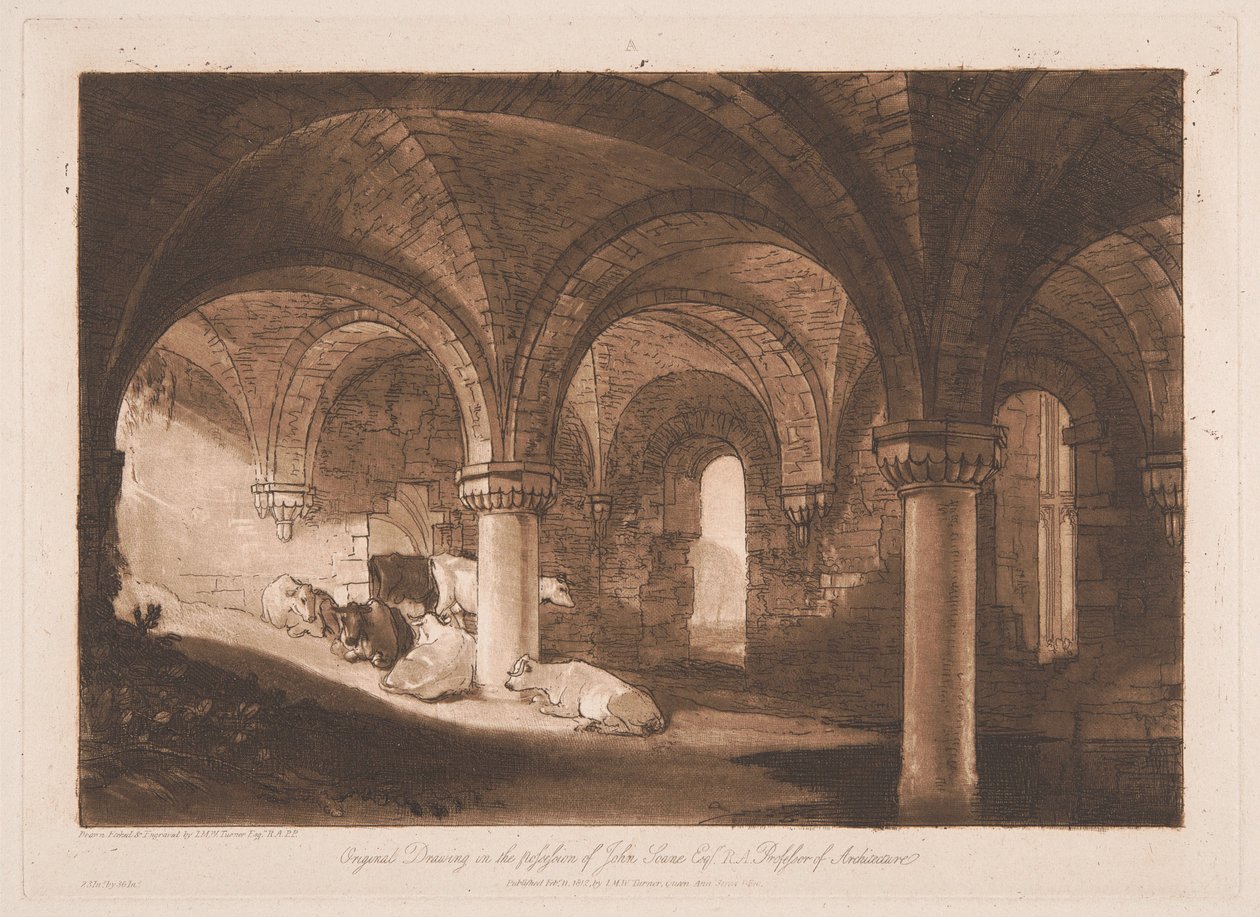 Kirkstallin luostarin krypta tekijältä Joseph Mallord William Turner